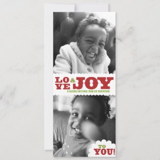 Country Retro Love & Joy Double Photo Card Feestdagenkaart