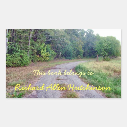 country road bookplate rechthoekige sticker (Voorkant)