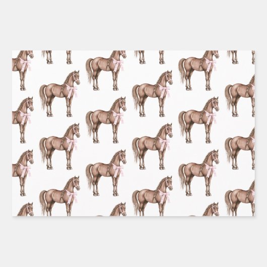 Country Road Horse Cowgirl Pet Verjaardag Inpakpapier Vel (Voorkant)