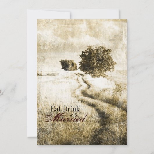 country Road western bruiloft repesial Dinner Kaart (Achterkant)