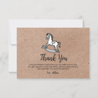 Country Rocking Horse Baby Shower Thank You Card  Bedankkaart