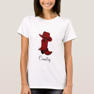 Country Rode Hoed & Laarzen T-Shirt