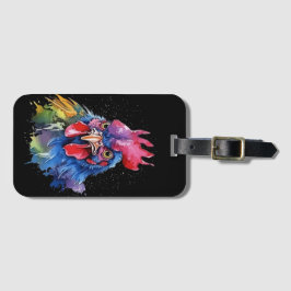 Country Rooster Chicken Waterverf Stijl Bagagelabel