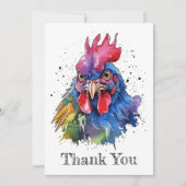 Country Rooster Chicken Waterverf Stijl Bedankkaart (Voorkant)