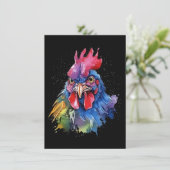 Country Rooster Chicken Waterverf Stijl Bedankkaart (Staand voorkant)