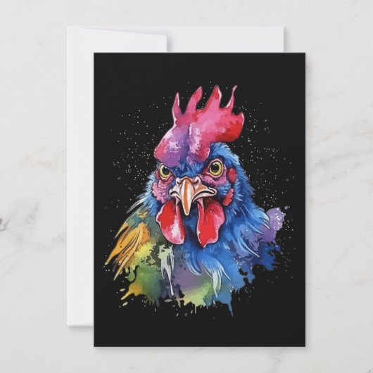 Country Rooster Chicken Waterverf Stijl Bedankkaart (Voorkant)