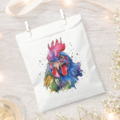 Country Rooster Chicken Waterverf Stijl Bedankzakje (Geknipt)