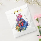 Country Rooster Chicken Waterverf Stijl Bedankzakje (Gezegeld)