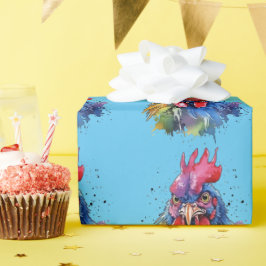Country Rooster Chicken Waterverf Stijl Cadeaupapier