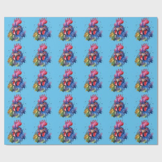 Country Rooster Chicken Waterverf Stijl Cadeaupapier (Vlak)