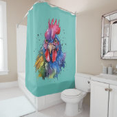 Country Rooster Chicken Waterverf Stijl Douchegordijn (In situ)