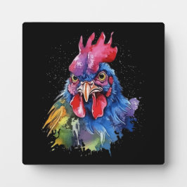 Country Rooster Chicken Waterverf Stijl Fotoplaat