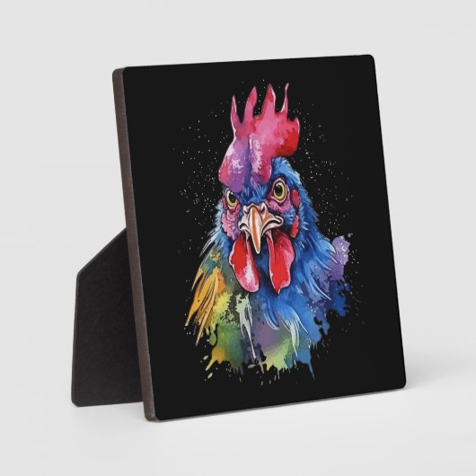 Country Rooster Chicken Waterverf Stijl Fotoplaat (Voorkant)