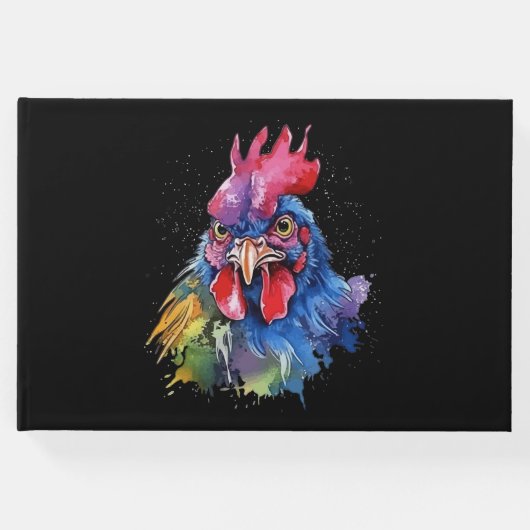 Country Rooster Chicken Waterverf Stijl Gastenboek (Voorkant)