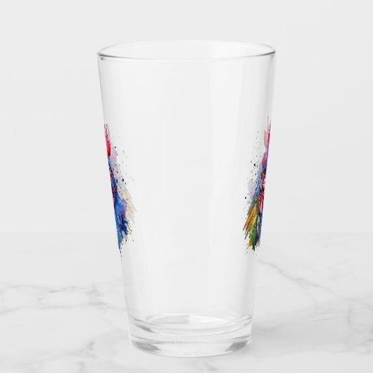 Country Rooster Chicken Waterverf Stijl Glas (Links)