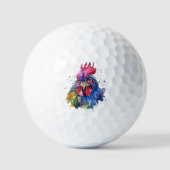 Country Rooster Chicken Waterverf Stijl Golfballen (Voorkant)