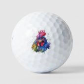 Country Rooster Chicken Waterverf Stijl Golfballen (Voorkant)