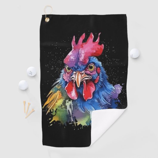 Country Rooster Chicken Waterverf Stijl Golfhanddoek (Insitu)