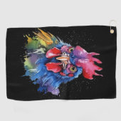 Country Rooster Chicken Waterverf Stijl Golfhanddoek (Horizontaal)