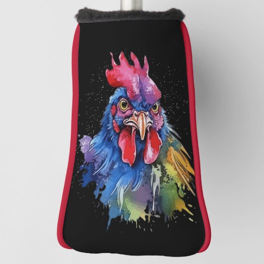 Country Rooster Chicken Waterverf Stijl Golfheadcover (Draai 90)
