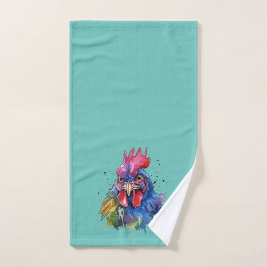 Country Rooster Chicken Waterverf Stijl Handdoek (Handdoek)