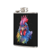Country Rooster Chicken Waterverf Stijl Heupfles (Links)