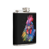 Country Rooster Chicken Waterverf Stijl Heupfles (Rechts)