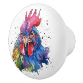 Country Rooster Chicken Waterverf Stijl Keramische Knop (Rechts)