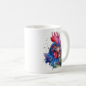 Country Rooster Chicken Waterverf Stijl Koffiemok (Voorkant rechts)