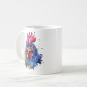 Country Rooster Chicken Waterverf Stijl Koffiemok (Voorkant links)