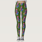 Country Rooster Chicken Waterverf Stijl Leggings (Voorkant)