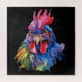 Country Rooster Chicken Waterverf Stijl Legpuzzel (Verticaal)