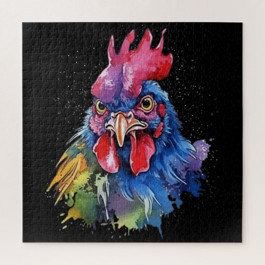 Country Rooster Chicken Waterverf Stijl Legpuzzel (Verticaal)