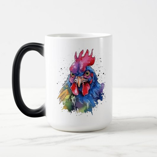 Country Rooster Chicken Waterverf Stijl Magische Mok (Links)