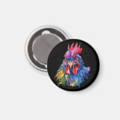 Country Rooster Chicken Waterverf Stijl Magneet (Voorkant / Achterkant)