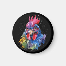 Country Rooster Chicken Waterverf Stijl Magneet