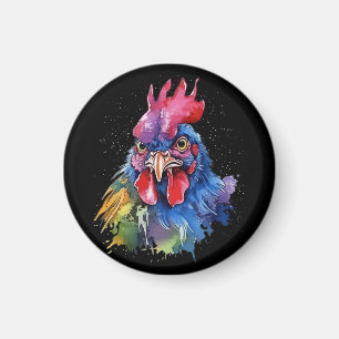 Country Rooster Chicken Waterverf Stijl Magneet