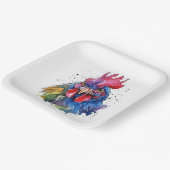 Country Rooster Chicken Waterverf Stijl Papieren Bordje (Gebogen)