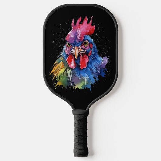 Country Rooster Chicken Waterverf Stijl Pickleball Paddle (Voorkant)