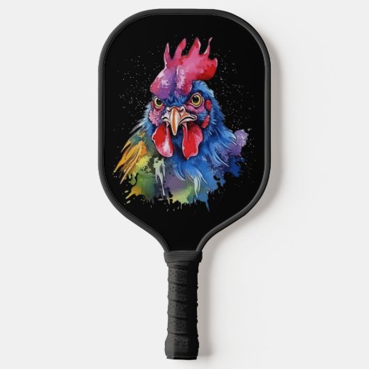 Country Rooster Chicken Waterverf Stijl Pickleball Paddle (Achterkant)