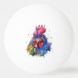 Country Rooster Chicken Waterverf Stijl Pingpongbal