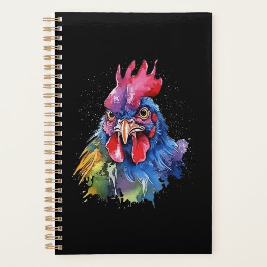 Country Rooster Chicken Waterverf Stijl Planner (Voorkant)
