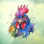 Country Rooster Chicken Waterverf Stijl Raamsticker (Vel 3)