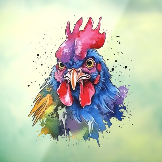 Country Rooster Chicken Waterverf Stijl Raamsticker (Vel 3)