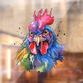 Country Rooster Chicken Waterverf Stijl Raamsticker (Vel 2)