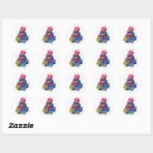 Country Rooster Chicken Waterverf Stijl Ronde Sticker (Vel)
