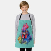 Country Rooster Chicken Waterverf Stijl Schort (Gedragen)