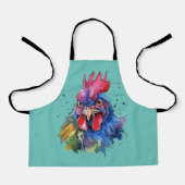 Country Rooster Chicken Waterverf Stijl Schort (Voorkant)