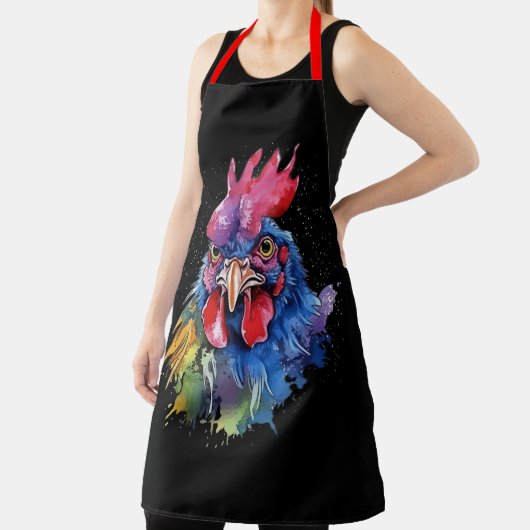 Country Rooster Chicken Waterverf Stijl Schort (Insitu)