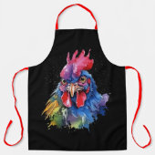 Country Rooster Chicken Waterverf Stijl Schort (Voorkant)